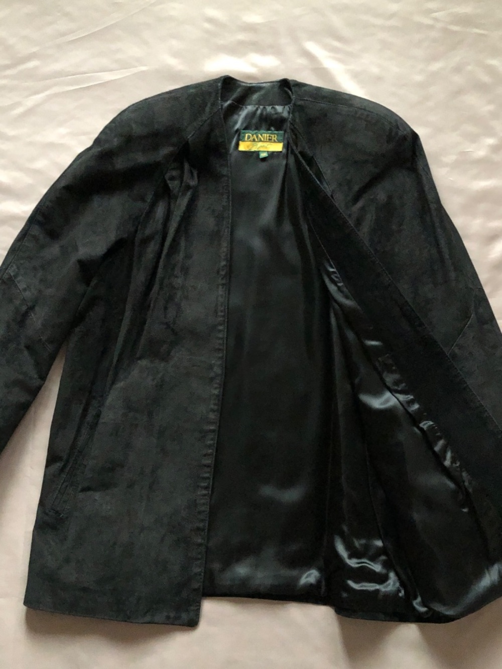 Vintage Danier Black Suede Open Front Jacket